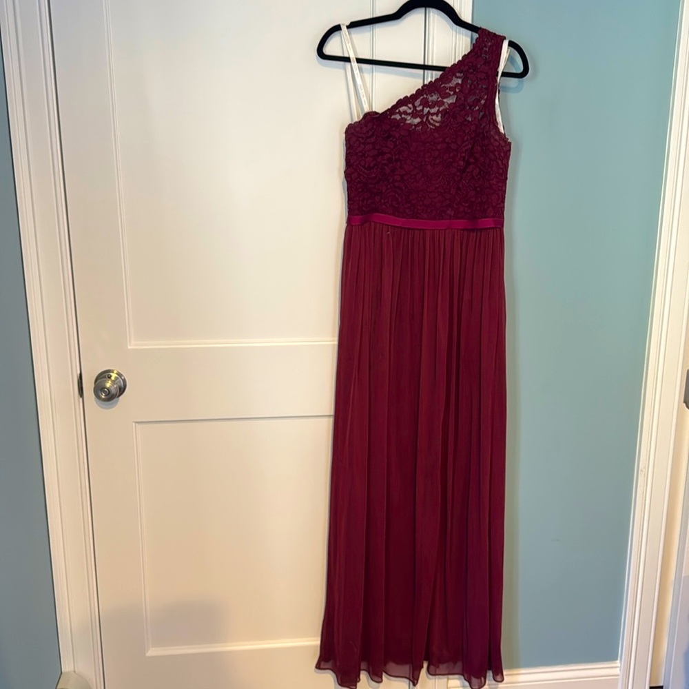 David’s bridal bridesmaid dress, size 8, dark burgundy